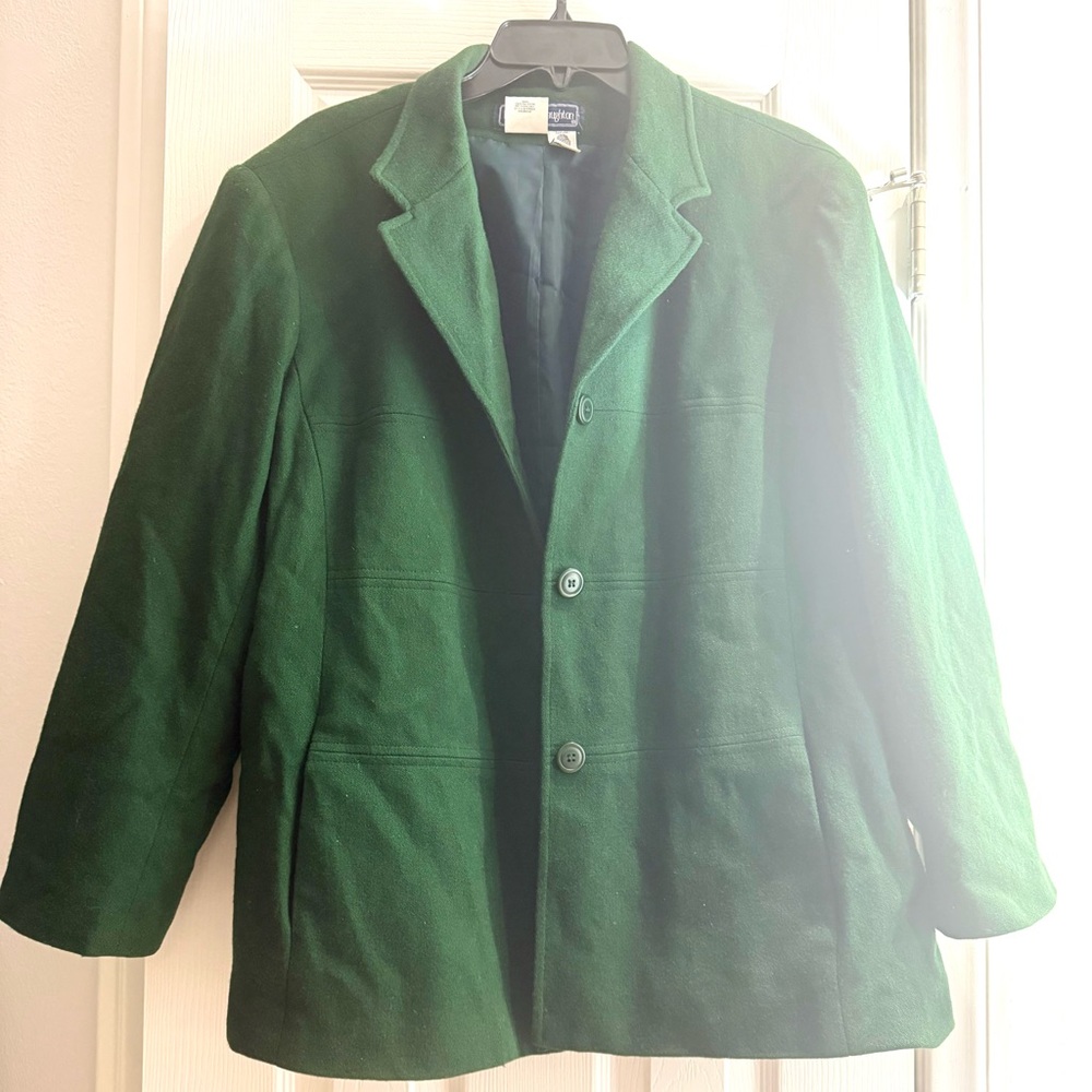 Elegant Wool Green Women's Pea Coat
